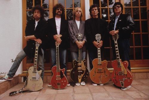 blondebrainpower:Travelling Wilburys: Bob Dylan, Jeff Lynne, Tom Petty, George Harrison and Roy Orbison. One of the greatest supergroups ever. 1988