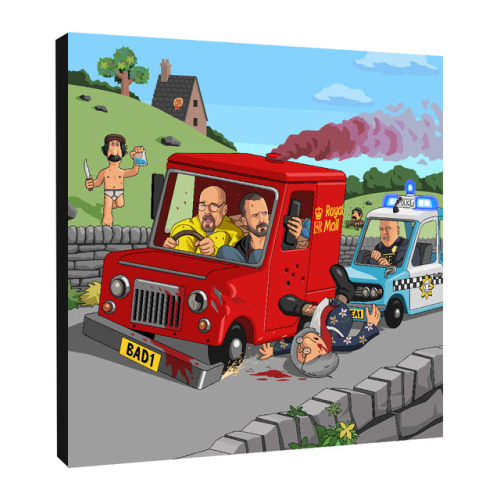 Both Breaking Bad / Postman Pat pieces available as canvas prints. Buy both together and get free sh