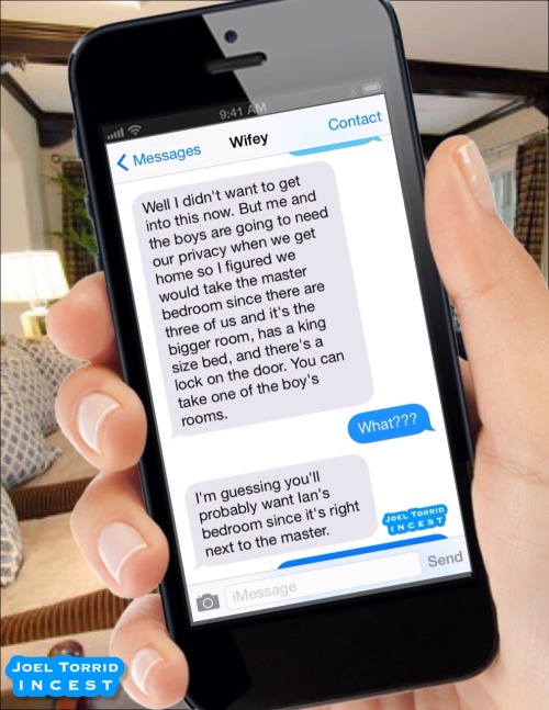 joeltorridisurdaddy:  VACATION ALONE WITH THE BOYS  A wife’s text conversation with her husband about her vacation with their two sons.  Part 5 of 5