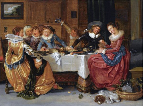“Elegant merry company” by Hendrik Gerritsz. Pot , (Amsterdam 1580 - 1657)