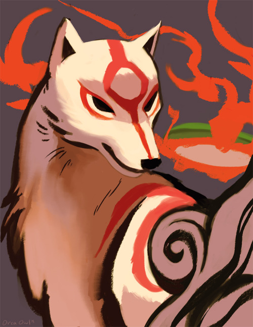 orcaowlart:My finished Okami painting/print!