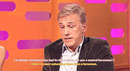 horseymayen:  shomangaka:    Daniel Craig and Christoph Waltz discuss filming injuries - The Graham Norton Show [X]  The moment when Christoph Waltz attempted to downplay his skills as an equestrian but only succeeded in encouraging his fans to take him