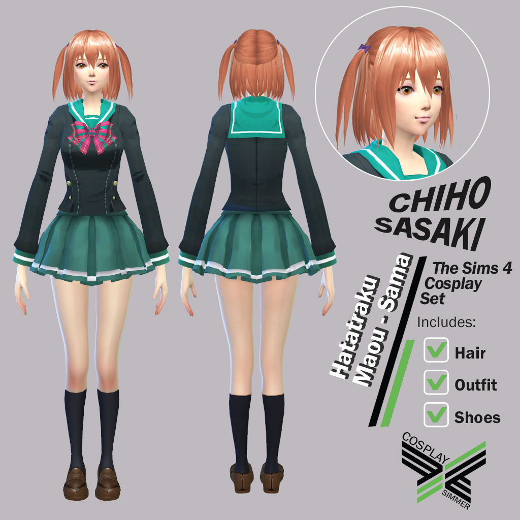 Anime / Video Game Custom Content : The Sims 4 - Hataraku Maou-sama Chiho  Sasaki