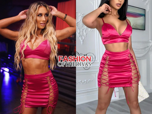 Never Seen Before Satin Skirt Set in Hot Pink from Fashion Nova