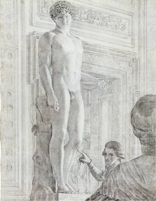 virgileseptembre:Jean Grandjean (1752-1781) - Capitoline Antinous shown with Danish scholar Andreas 