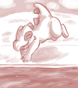 request: Draw a totodile diving into a swimming