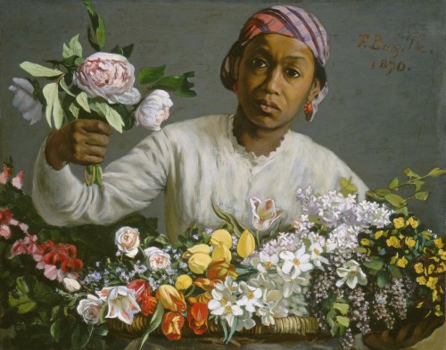 obsessionartborad: “African Woman with Peonies,” (1870) oil painting, By Fréd&eac