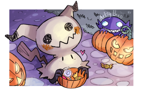 artsy-theo:Happy Halloween from Mimikyu and Sableye!