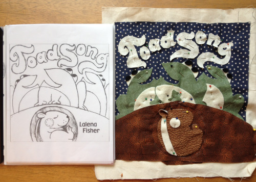 lalenafisher:
“ In-progress cover for my children’s picture book “Toad Song.” (Dummy book on the left.) Time to get stitchin’!
”