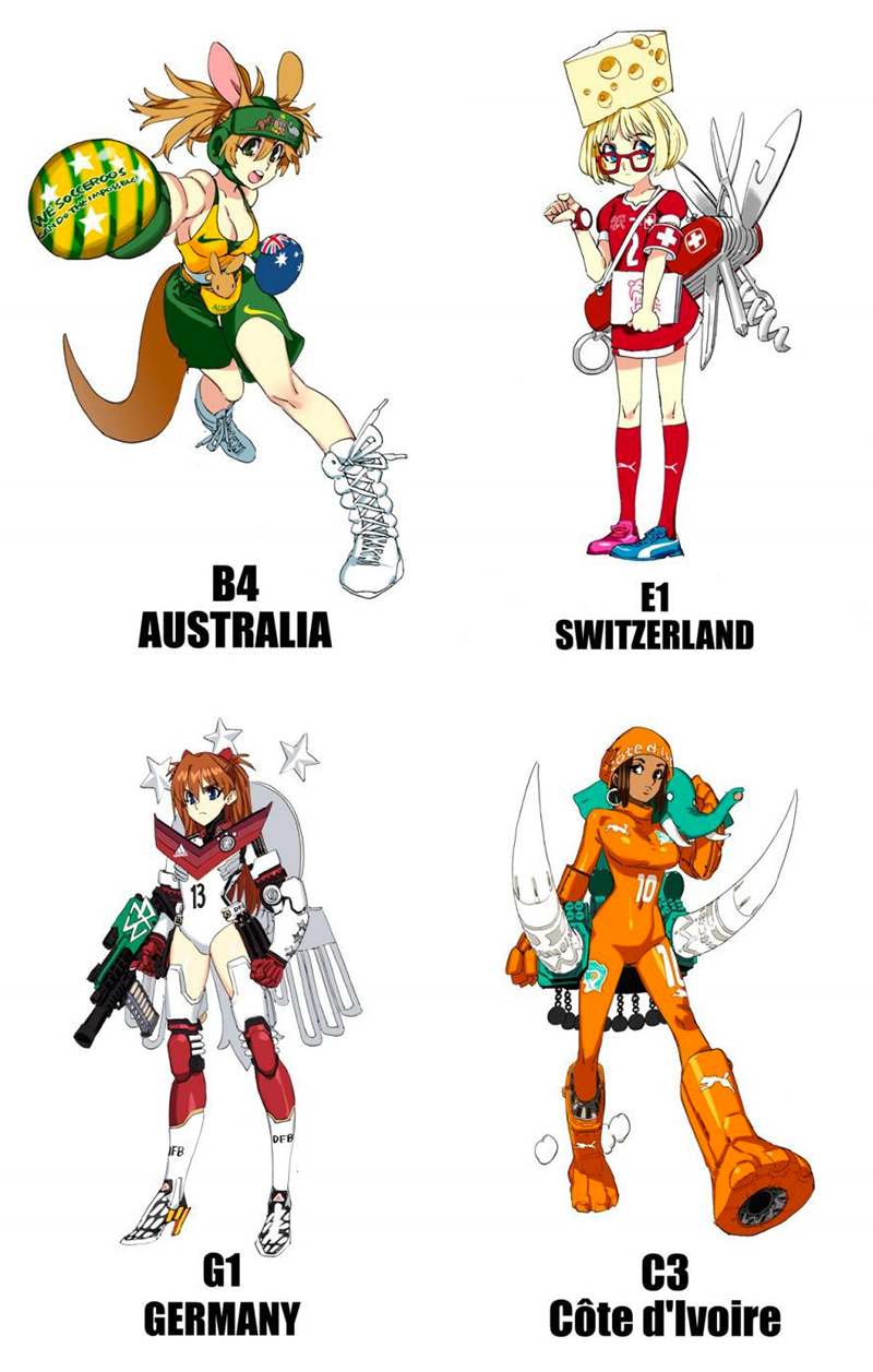 Anime mascots for World Cup! -source-