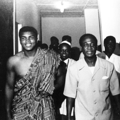 africanstories:Muhammed Ali visiting Ghana. Seen here with Dr. Kwame Nkrumah, the man who won Ghana 