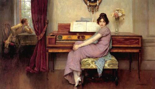 The Reluctant Pianist, c. 1910, William Arthur Breakspeare 