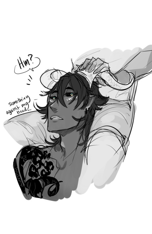 crimson-chains:  A little Debernet thing >w<Devil’s horns get dry and itchy sometimes, so, Cabernet is there to help with that! :DGot a little too into it perhaps XD