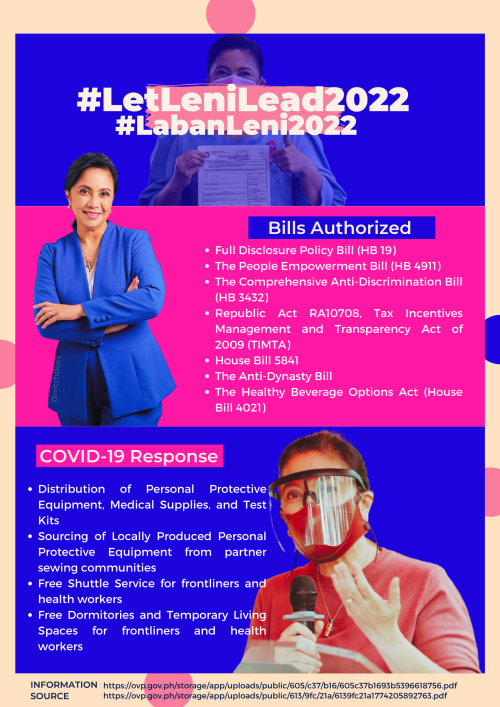 #LetLeniLead2022 #LabanLeni2022 (.pdf Version)PLEASE REGISTER TO VOTE!!