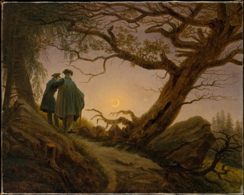 Two Men Contemplating the Moon, Caspar David Friedrich, ca. 1825–30, European PaintingsWrightsman Fu