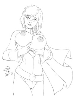 Creemfild:  Quick-N-Dirty Sketch Commission For Troberts Of Power Girl Playing With
