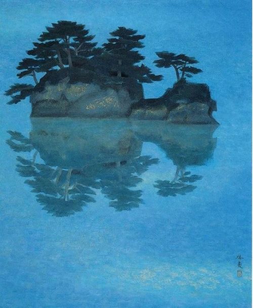 Kaii Higashiyama (東山 魁夷), Clear Waters (1968), Year End (1968)Painted on rice paper screens, Higashi
