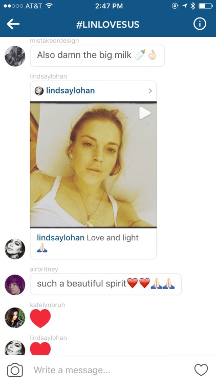 plottwistiamkimkardashian:my friends and I have a group chat with Lindsay Lohan on Instagram and she