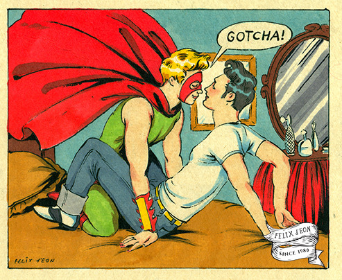 Superhero love! A trio of gay superhero paintings in China and the USA, who  fight crime and find lo
