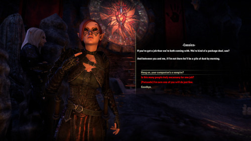 The ESO NPC Simulator Master PostFaux dialogue screens of my characters as they might appear as NPCs