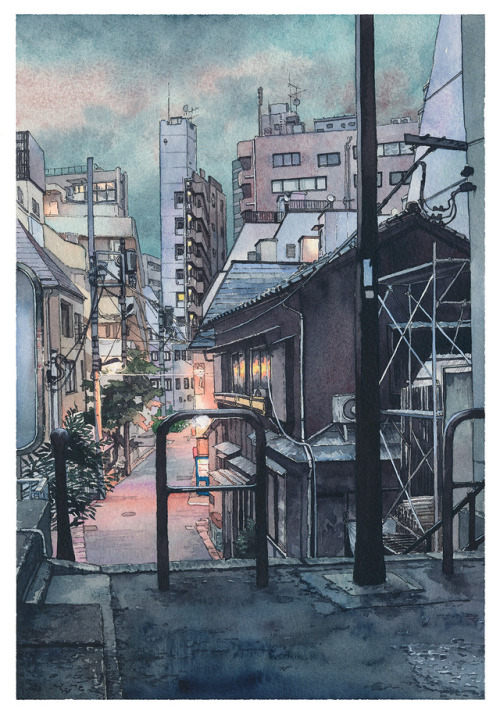 mydarkenedeyes: Mateusz Urbanowicz - Tokyo at Night (Watercolour on paper, 2017‒)