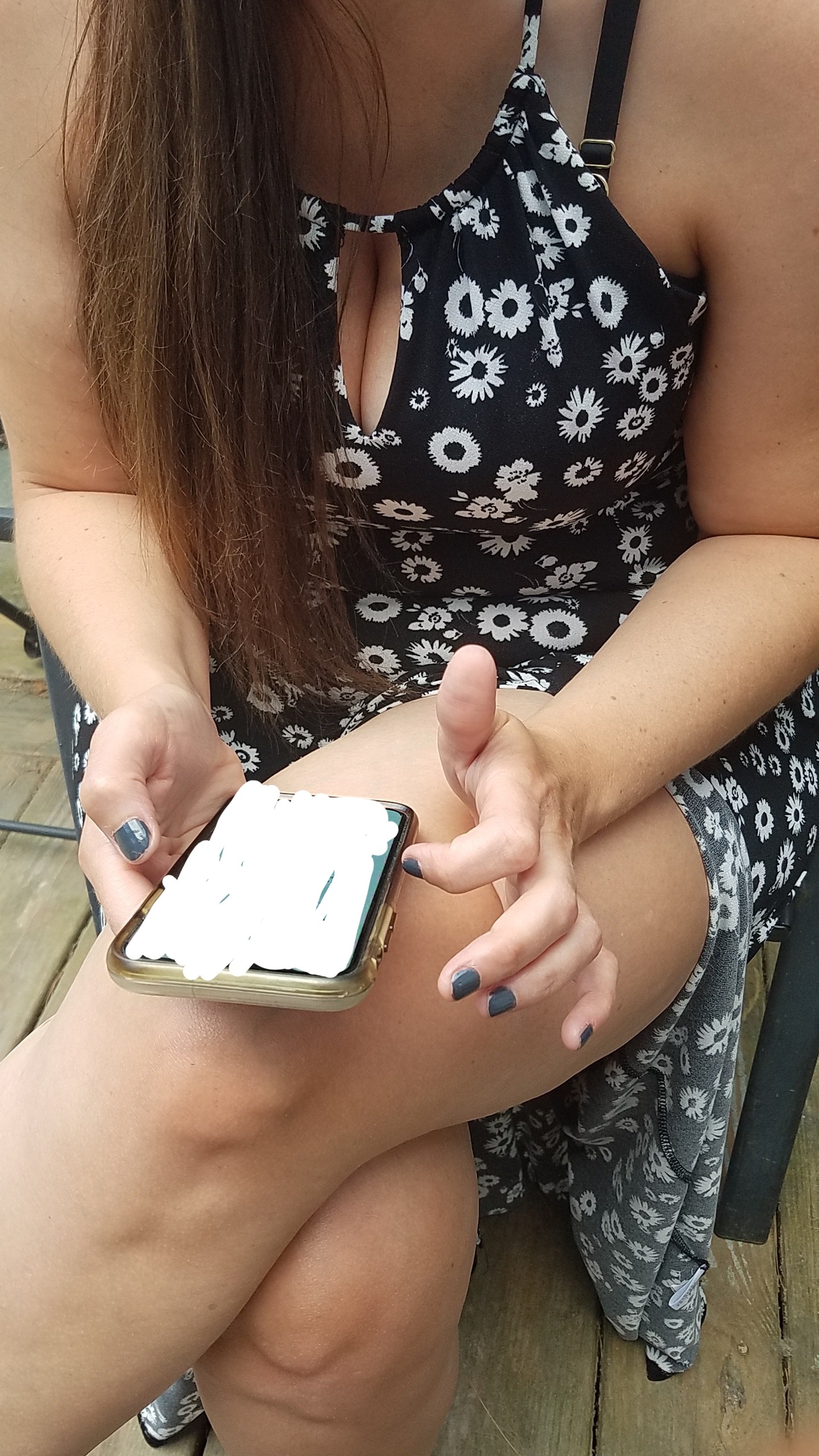 myprettywifesfeet:Another nice look at my beautiful girl in her pretty dress yesterday.please