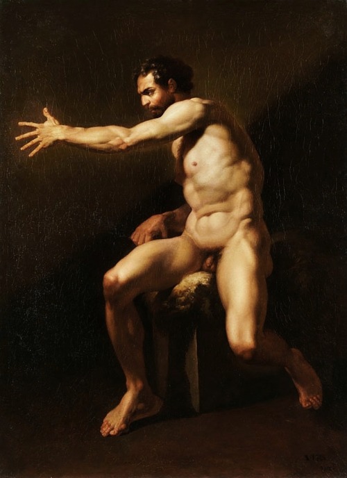 hadrian6:Academic Male Nude Study for John the Baptist. 1747. Joseph Marie Vien. French 1716-1809. o