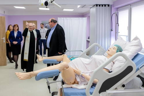 Polish priest blessing the new wing at the Rzeszów University Hospital, 2020.