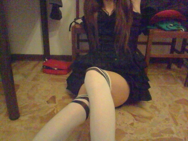 Black Dress, White Stockings!