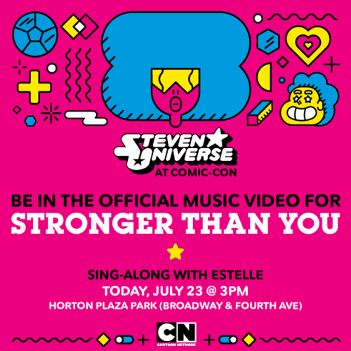 Still at Comic Con? Head over to @hortonplazapark at 3pm and be a part of the “Stronger Than You” video shoot with Estelle! It’s free for everyone to attend! 