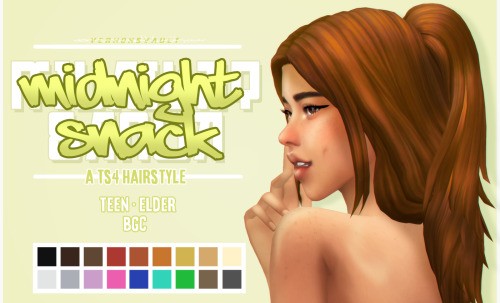vernonsvault:  midnight snack - sims 4 hairstyle teen - elder base game compatible not hat compatibl