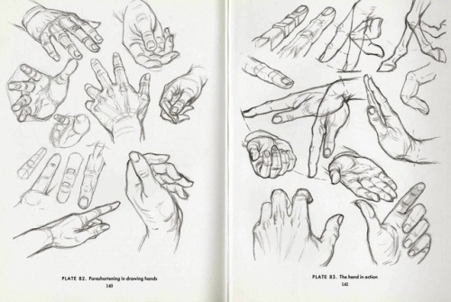 How to draw hands, part 2 (of 2). Pages from a handbook, plus several sheets of random examples.Part