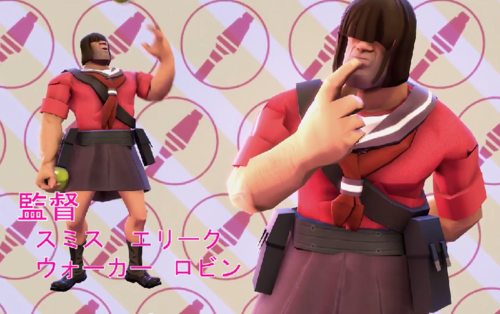 2-ee:  uberchain:  A while back I volunteered to make a full-blown anime opening for the Sukeban Boy set in the TF2 Workshop. It didn’t get in for Halloween which is a shame since it would have been the greatest butt-rustling of TF2 since the Magical