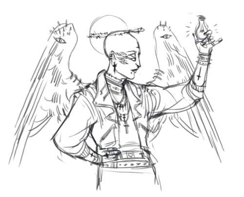 caewaiisar: headcanon: angels wear leather biker jackets and lots of gold jewelry