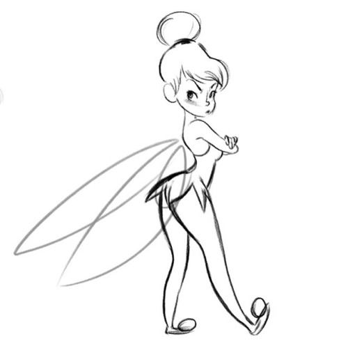 Grumpy little Tink. Practicing drawing on model gives me a new appreciation for animators and the pe