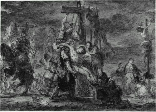 The Descent from the Cross, Eugène DelacroixMedium: oil,pen,ink