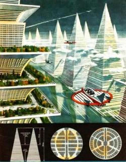 70sscifiart:  1967 Soviet future building complex concept, Technika Molodezh