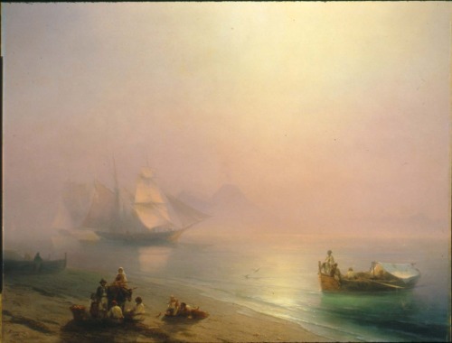 Ivan Konstantinovich Aivazovsky - Fishermen and their Families on the Shore of the Bay of Naples - 1