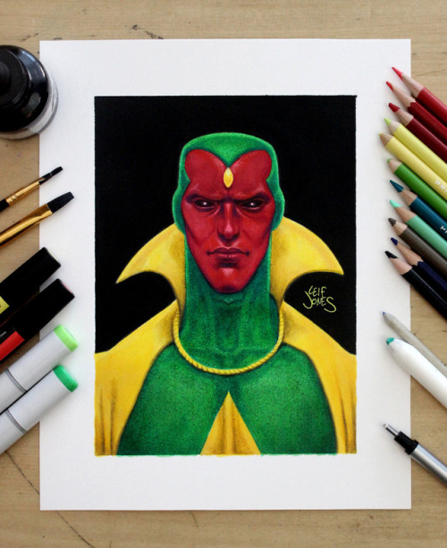  For auction, my one-of-a-kind portrait of Marvel’s VISION. I am now also accepting a limited 