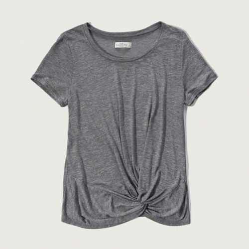 Abercrombie &amp; Fitch Drapey Knot Front Tee ❤ liked on Polyvore (see more grey t shirts)