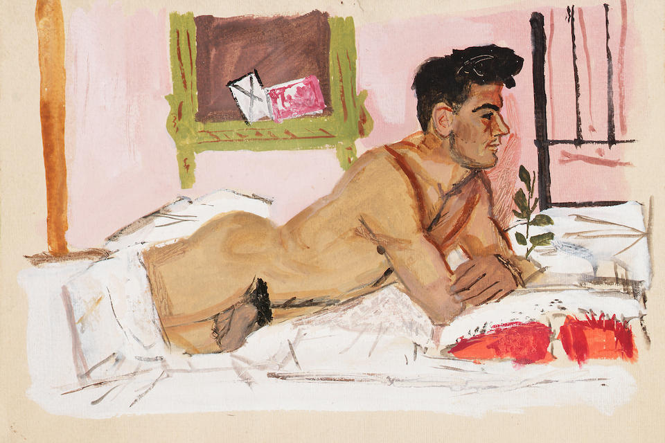 ganymedesrocks:Yannis Tsarouchis (Greek 1910-1989) - Male nude reclining on a bed
