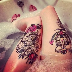 inkedideas:  Thigh tattoos. Wet ones at that. 
