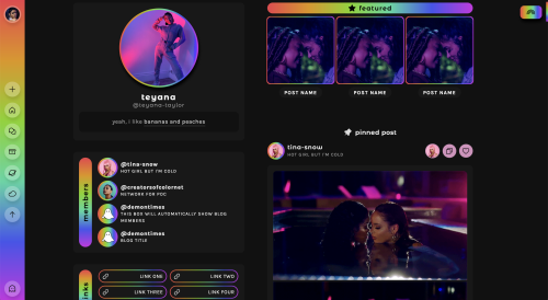 demontimes:TEYANA | fansite theme by sagestatic preview &amp; code / rainbow preview / 