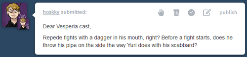 talesofanswers:     “Rrrr….”  “He used to, but… we kinda had a little ‘accident’,