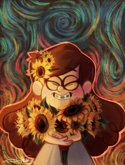 cherryviolets:  Inspired by Van Gogh’s “Sunflowers”.