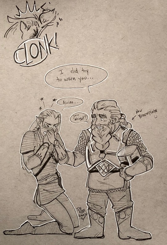deheerkonijn:deheerkonijn:Some continued thoughts on dwarf boob from sketchbook this week :) Get him some ice 😔
