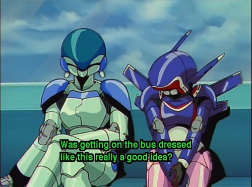 animenostalgia:chocolatesffandwriting:Is this show real?Bubblegum Crisis demonstrating that feeling 