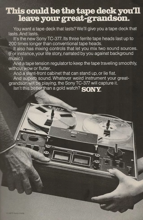 my-retro-vintage: Sony   1973 This could be the tape deck you’ll leave your great-grandson    )