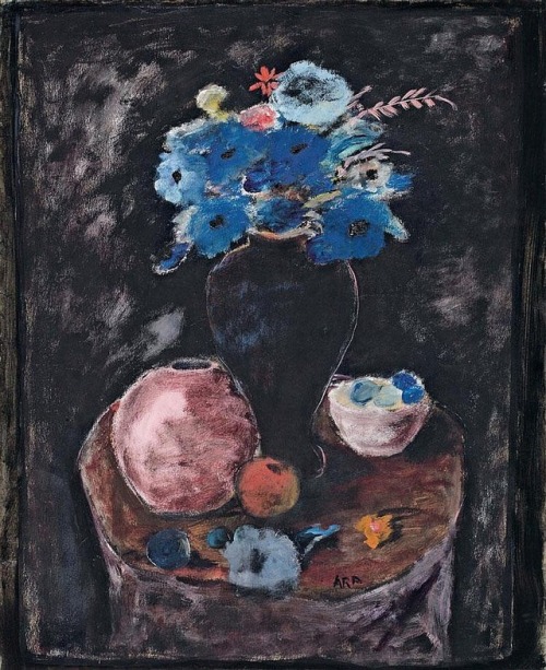 terminusantequem:Krishnaji Howlaji Ara (Indian, 1914-1985), Still Life. Oil on paper, 68.8 x 55.8 cm