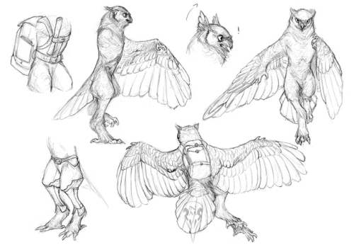 tashgoose: Part of a character development commission for DarthHonchkrow  Two delivery birds! A scruffy, happy-go-lucky and mischievous crow. With his very serious and professional owl colleague.  Its been a blast working on this!  